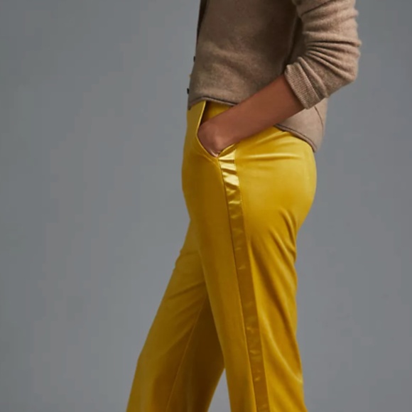 NWT Chartreuse Avec Les Filles Split-Front Velvet Pants - Picture 2 of 8